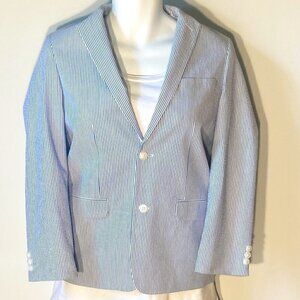 Class Club NWT SZ 14/16 Blue & White Tailored Classic seersucker blazer